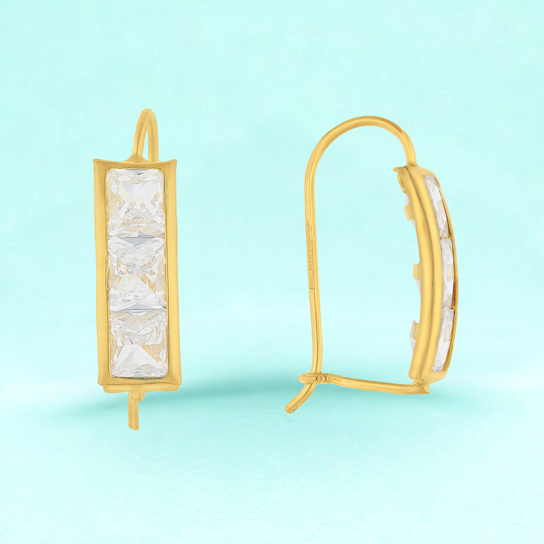 Aretes arracadas cuadradas en Oro amarillo de 10k