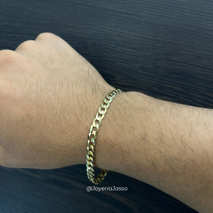 Pulso Barbado Acabado Diamantado para Caballero en Oro amarillo de 10k