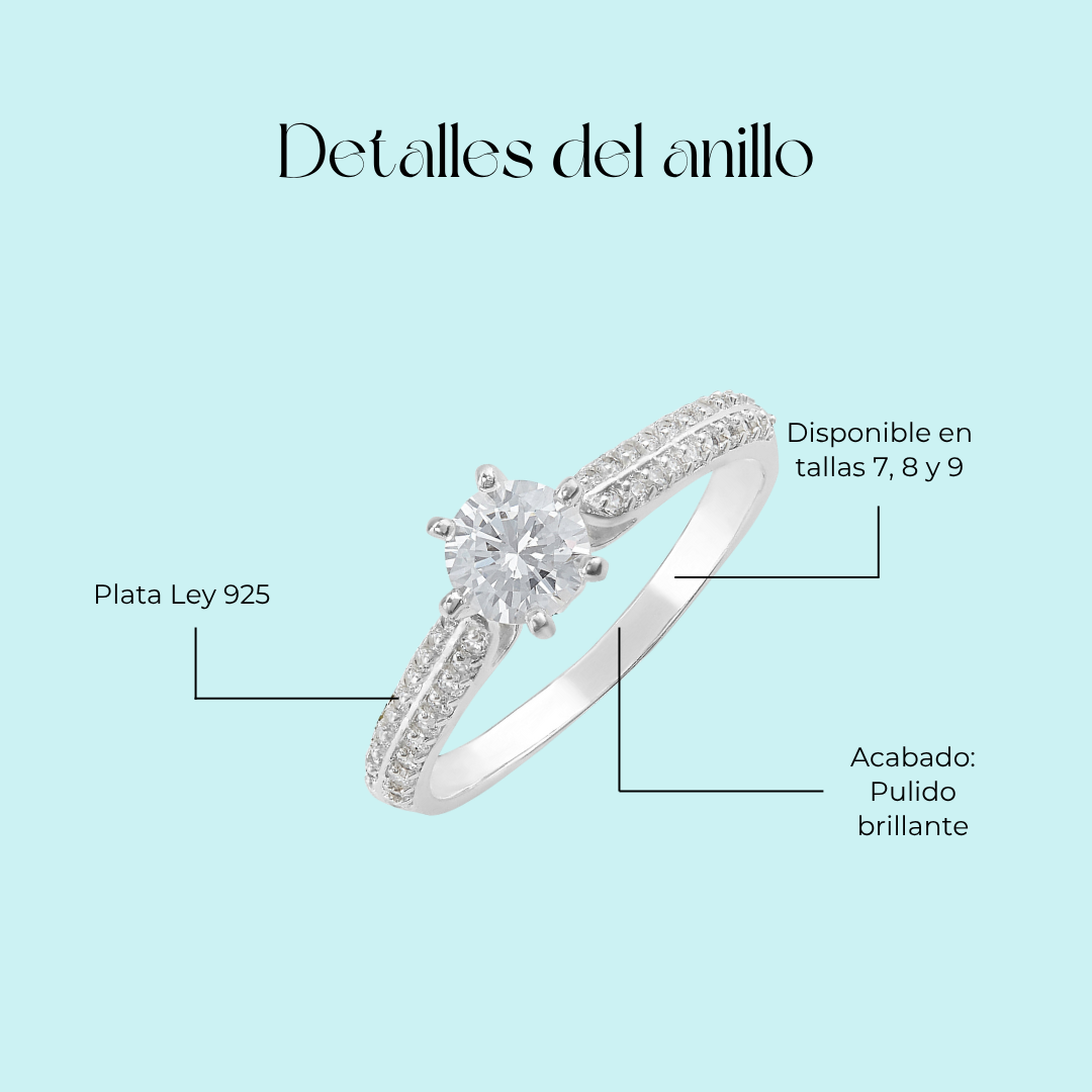 Anillo de compromiso Flor de Abi en plata 925