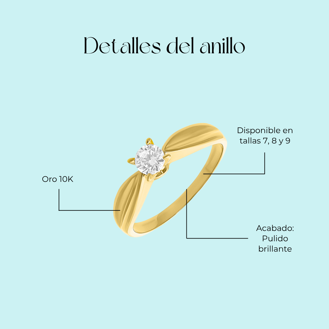 Anillo de compromiso Carolina en Oro amarillo de 10k