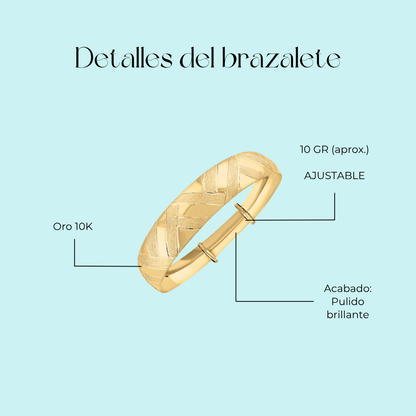 Aro diamantado brazalete en Oro amarillo de 10k