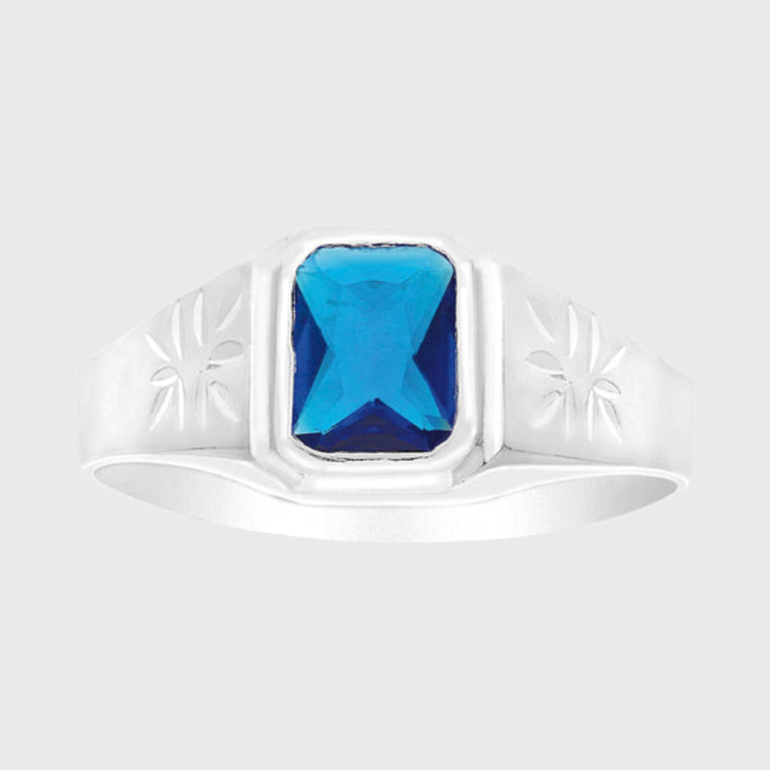 Anillo Modelo 2007 con piedra azul en plata 925