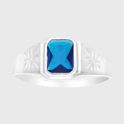 Anillo Modelo 2007 con piedra azul en plata 925