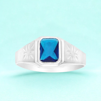 Anillo Modelo 2007 con piedra azul en plata 925