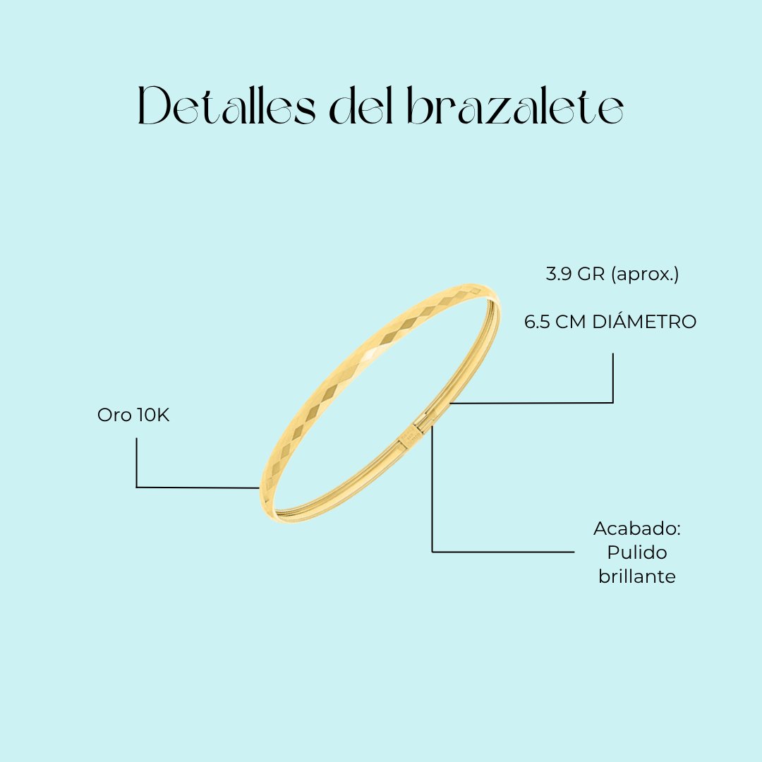 Aro Diamantado pulsera en Oro amarillo de 10k