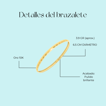 Aro Diamantado pulsera en Oro amarillo de 10k