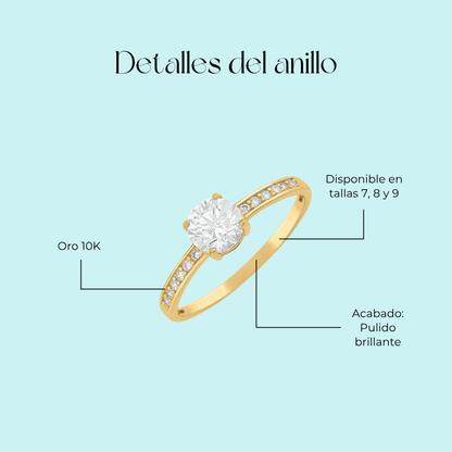 Anillo de compromiso Sol de janeth en Oro amarillo de 10k