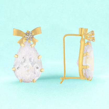 Aretes con piedras de Gota en Oro amarillo de 10k