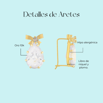 Aretes con piedras de Gota en Oro amarillo de 10k