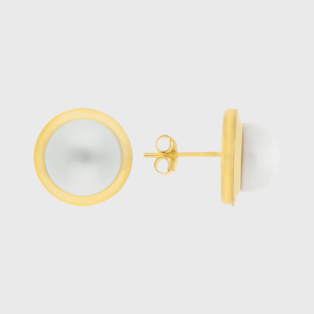 Aretes con piedras blancas en Oro amarillo de 10k
