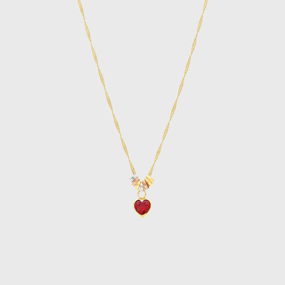 Gargantilla de corazón rojo 45 cm en Oro amarillo de 10k