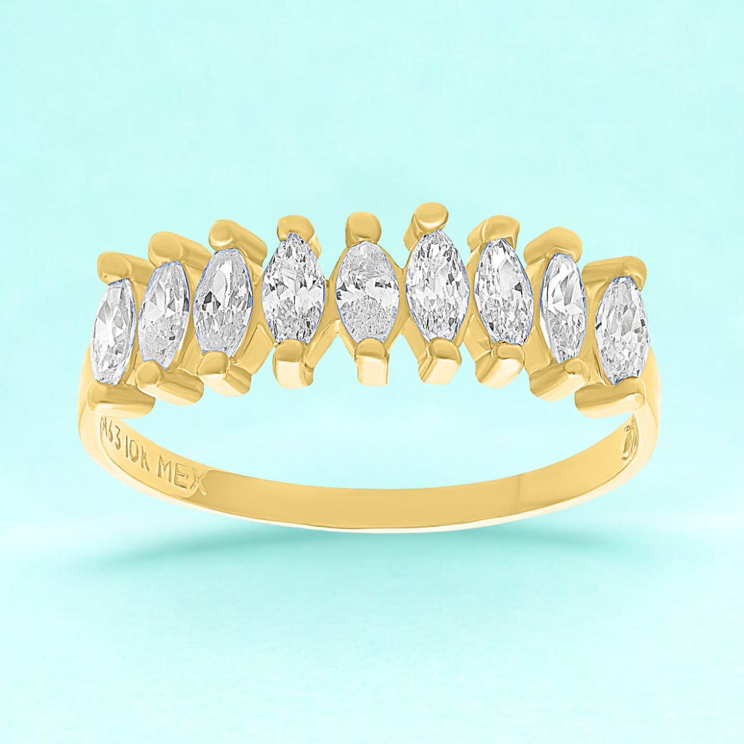 Anillo churumbela de piedras con Oro amarillo de 10k