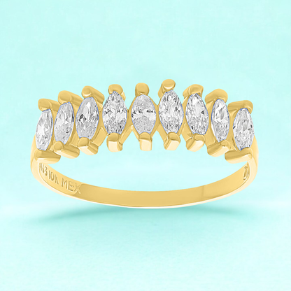 Anillo churumbela de piedras con Oro amarillo de 10k