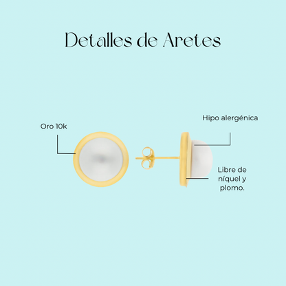 Aretes con piedras blancas en Oro amarillo de 10k