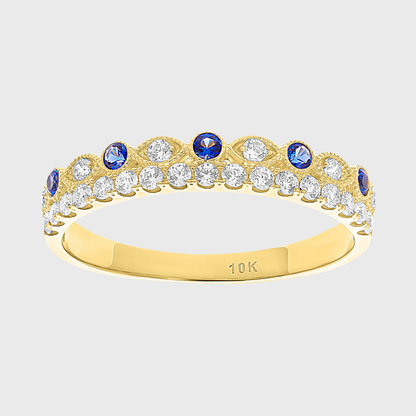 Anillo churumbela con piedras azules en Oro amarillo de 10k