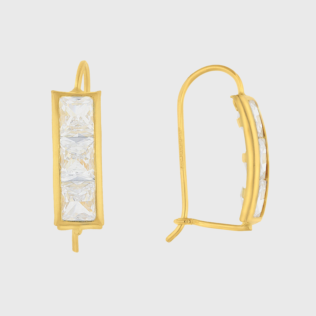 Aretes arracadas cuadradas en Oro amarillo de 10k