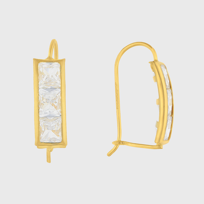 Aretes arracadas cuadradas en Oro amarillo de 10k