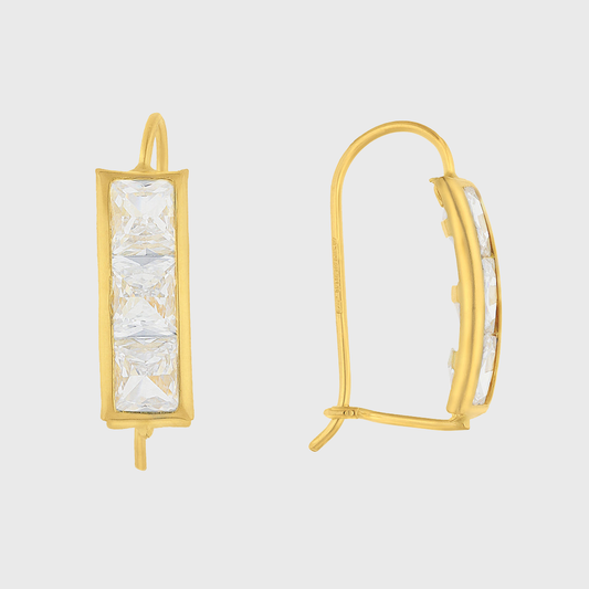 Aretes arracadas cuadradas en Oro amarillo de 10k