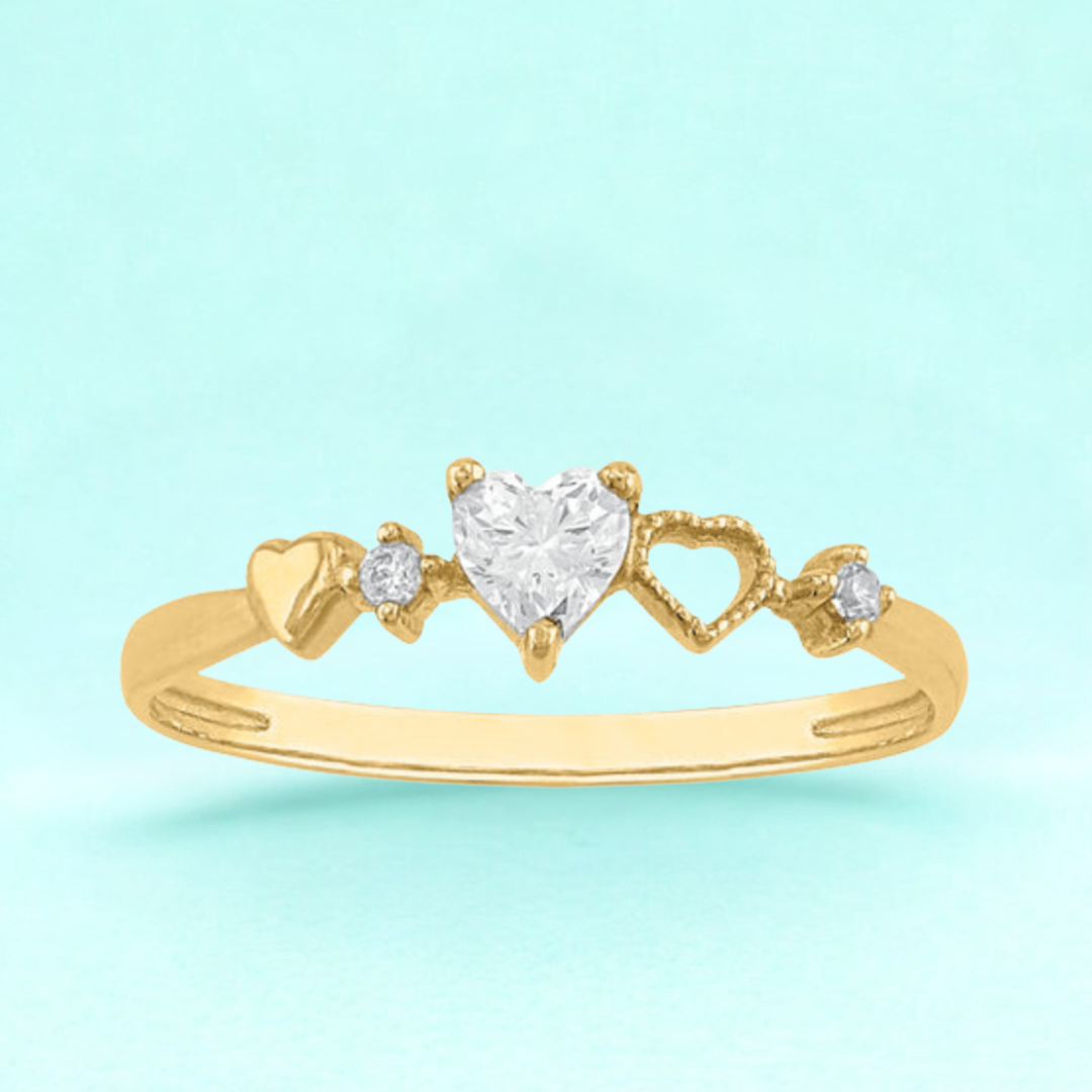 Anillo de corazón Dorado Íntimo en Oro amarillo de 10k