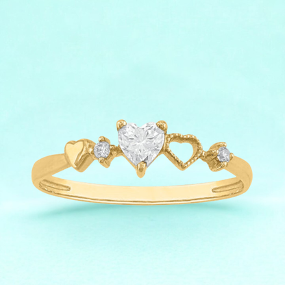 Anillo de corazón Dorado Íntimo en Oro amarillo de 10k