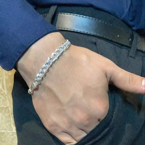 Pulso Barbado Acabado Diamantado para Caballero en plata 925