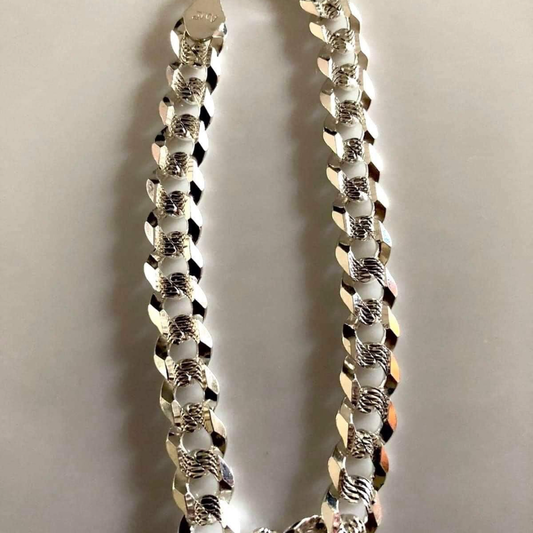 Pulso Barbado Acabado Diamantado para Caballero en plata 925
