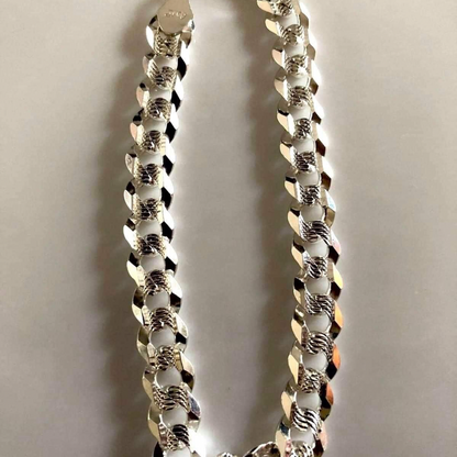 Pulso Barbado Acabado Diamantado para Caballero en plata 925