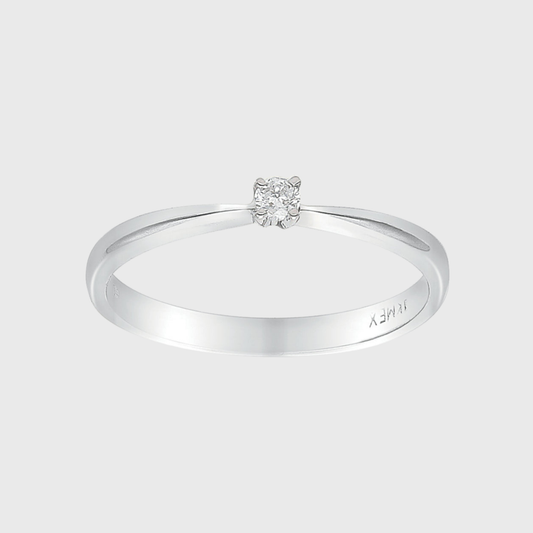 Anillo de compromiso solitario con diamante .05 pts Oro blanco de 14k